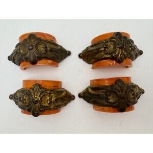 Set of 4 Vintage Drawer Pulls Bakelite and Brass 1940's